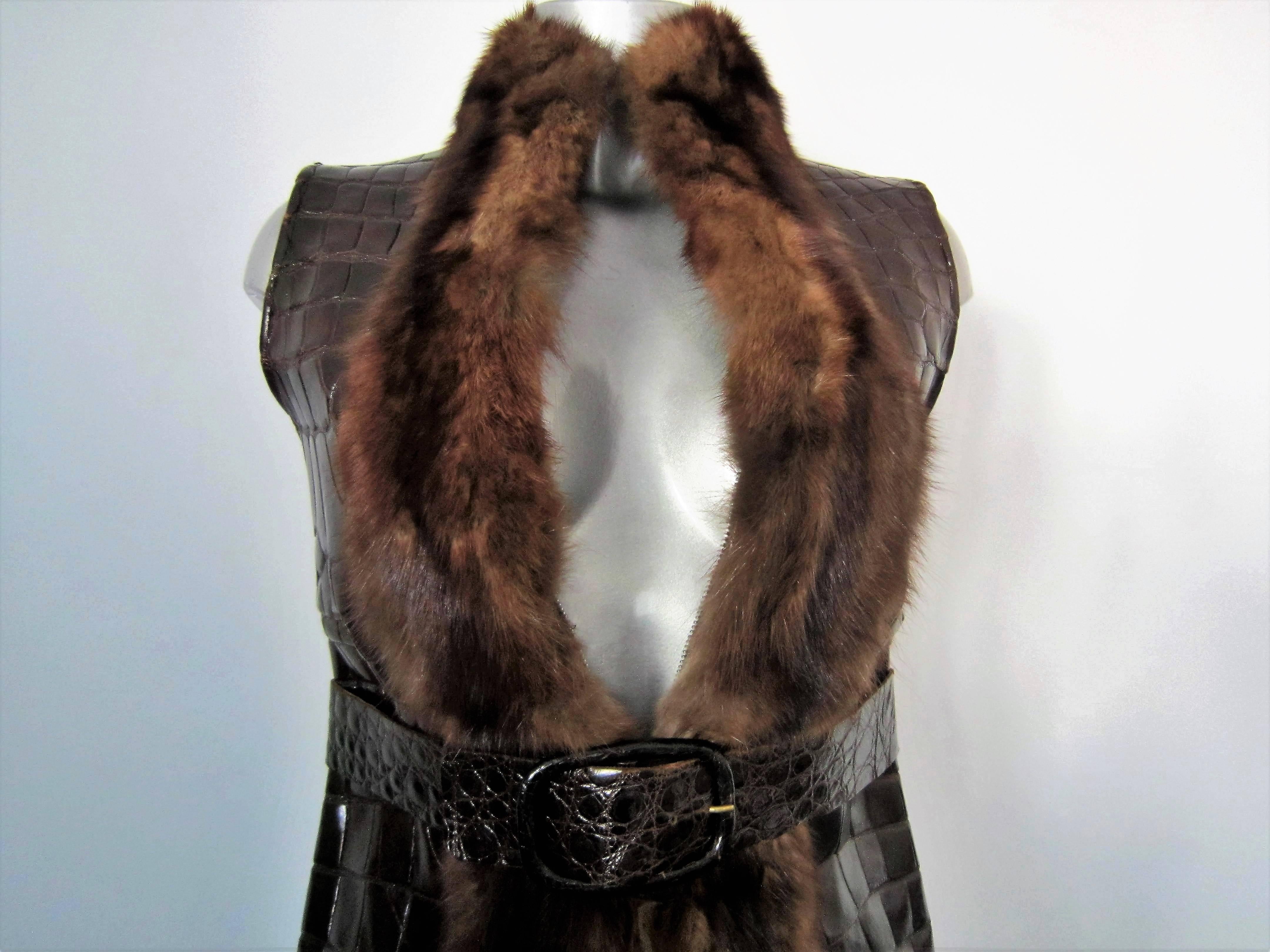 Women's Valentino Couture crocodile and mink waistcoat For Sale