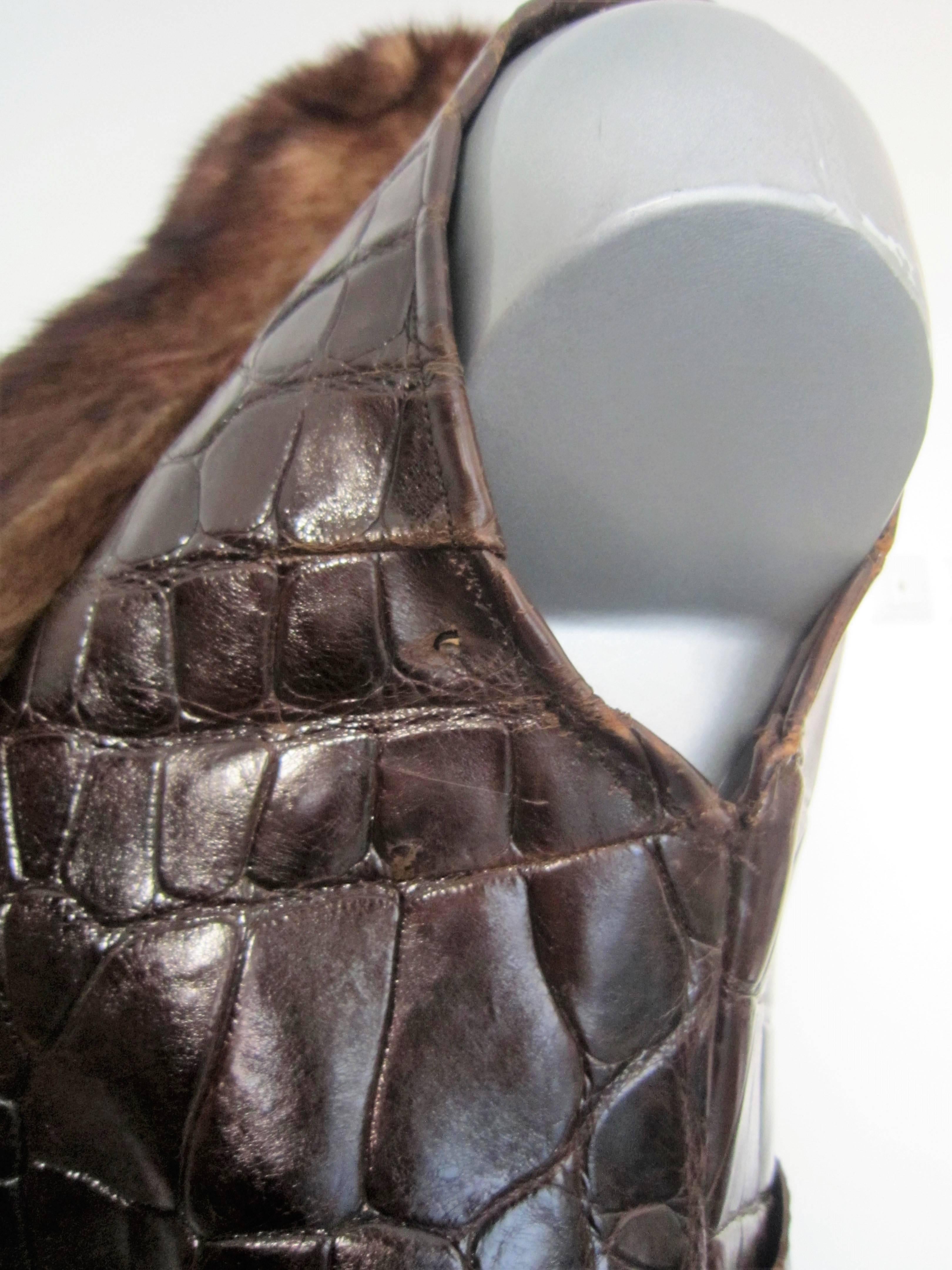 Valentino Couture crocodile and mink waistcoat For Sale 2