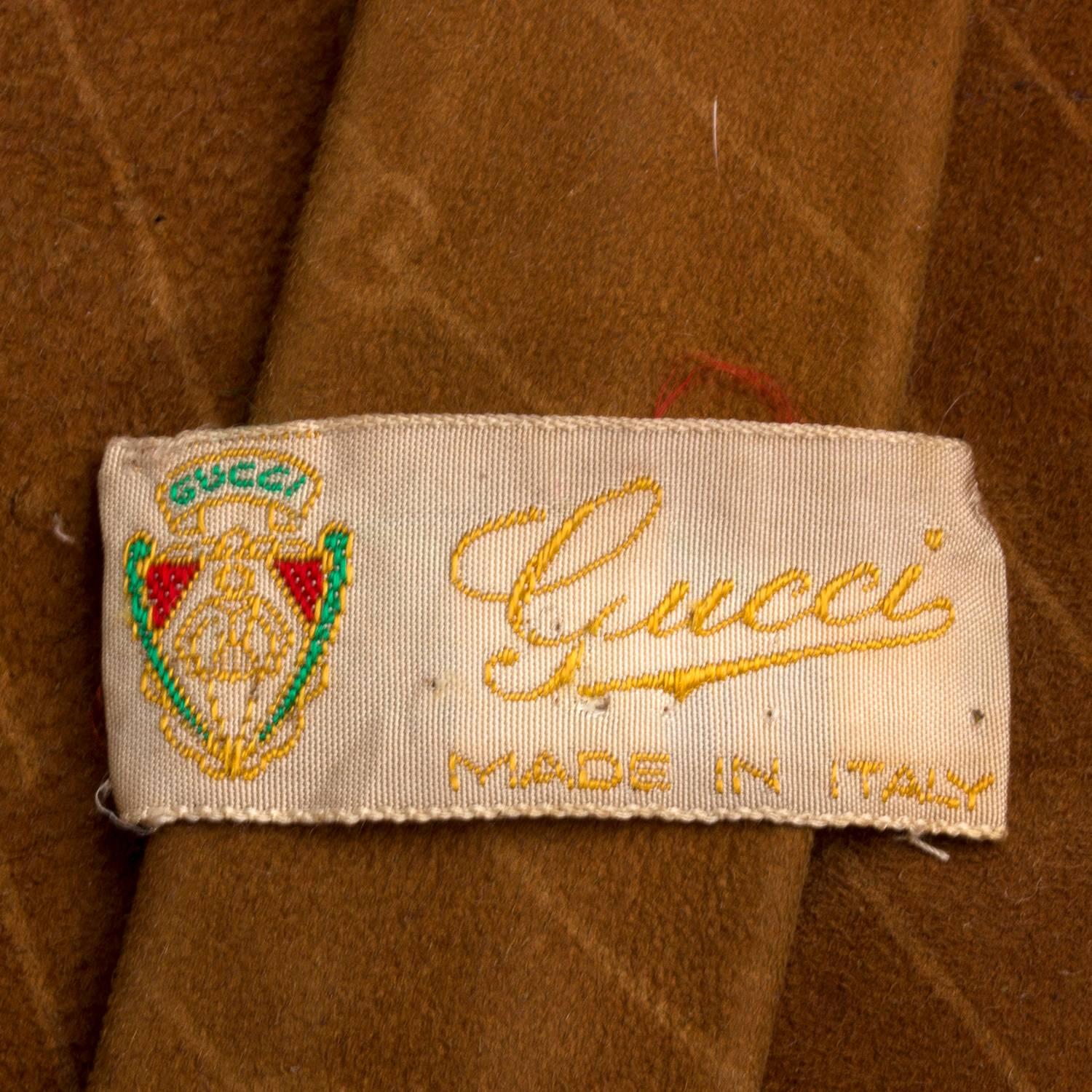 Brown 1970s Gucci vintage suede tie For Sale