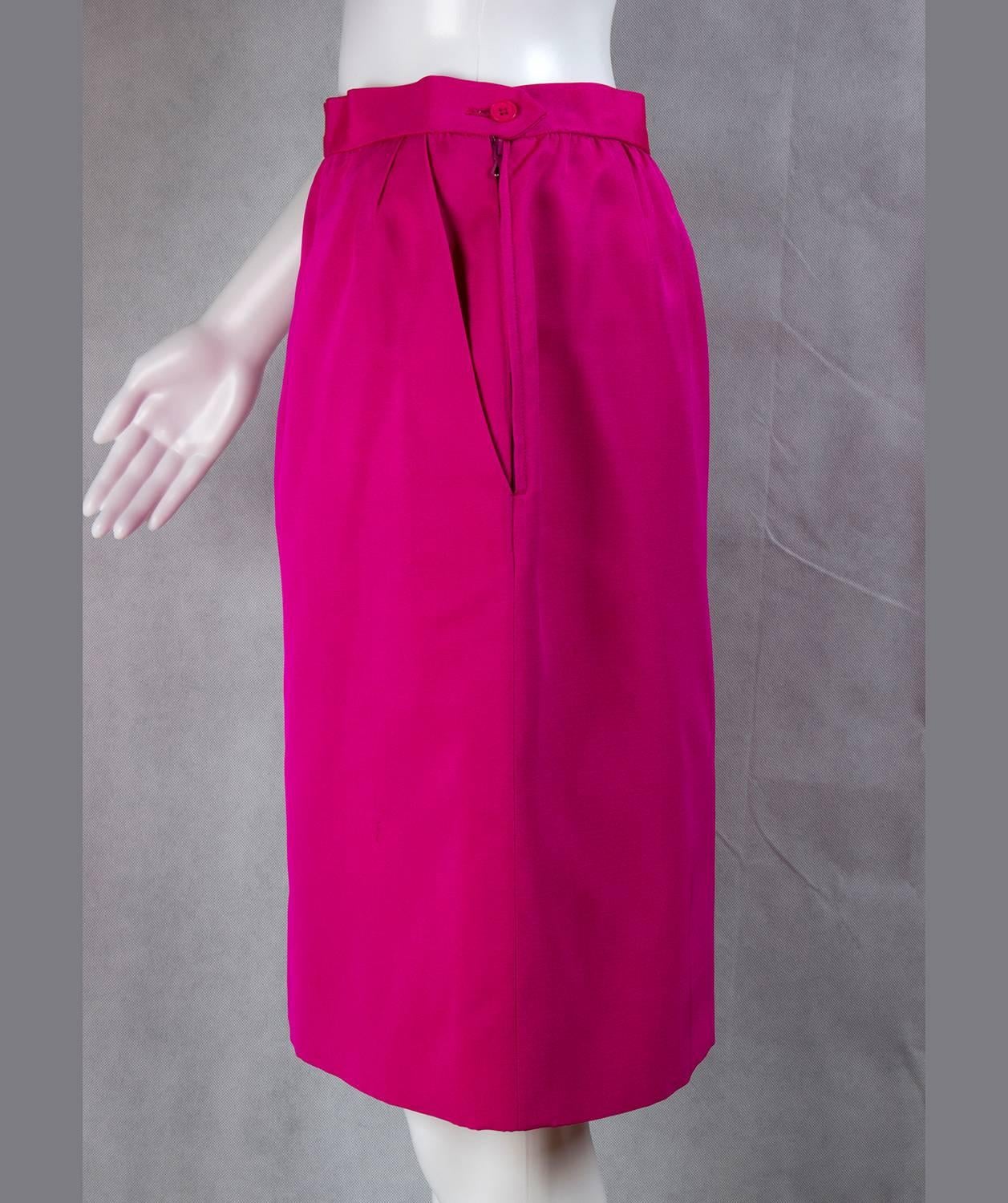 Pink 1990s YVES SAINT LAURENT pink silk skirt For Sale