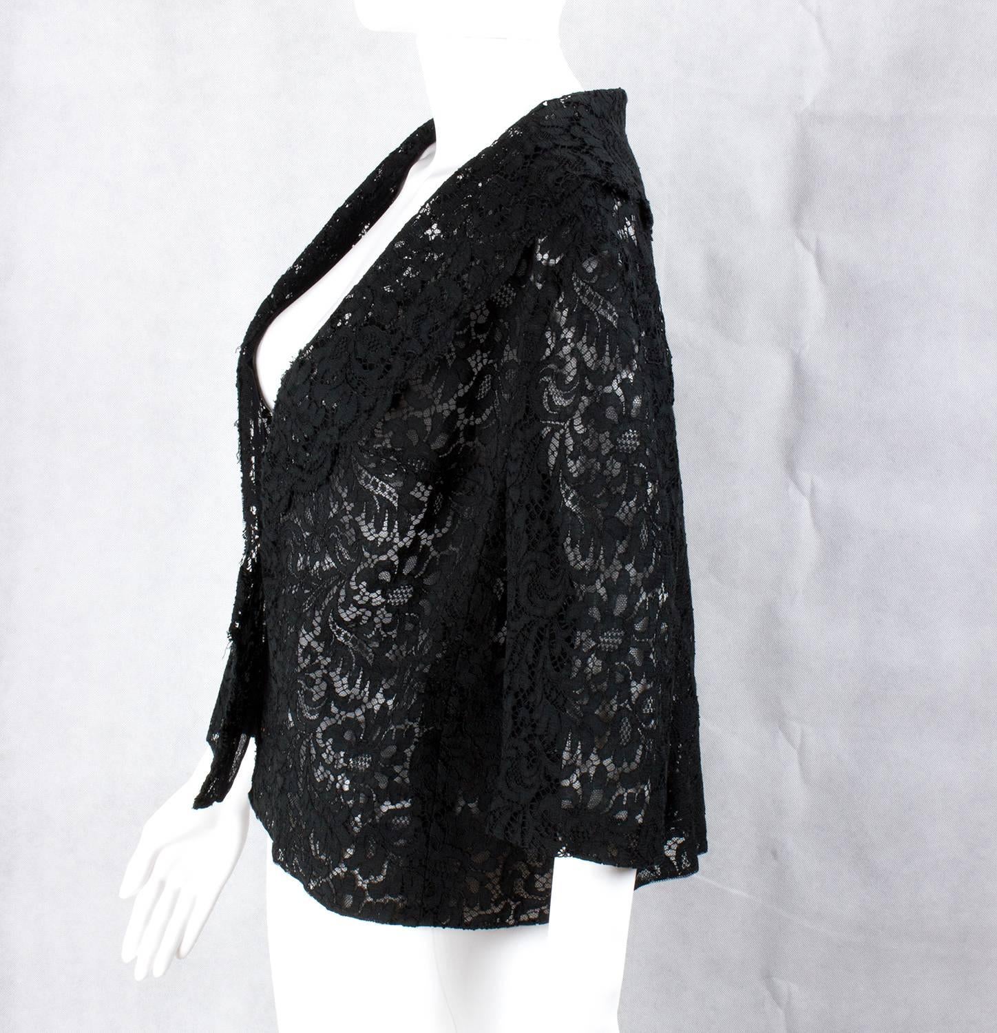 Black 'Vintage  black Lace jacket, 1960s For Sale