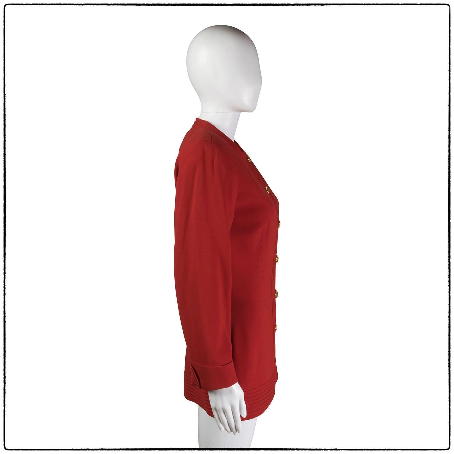 1980s Vintage Ungaro Solo Donna Paris Red Jacket In Good Condition For Sale In Rome, IT