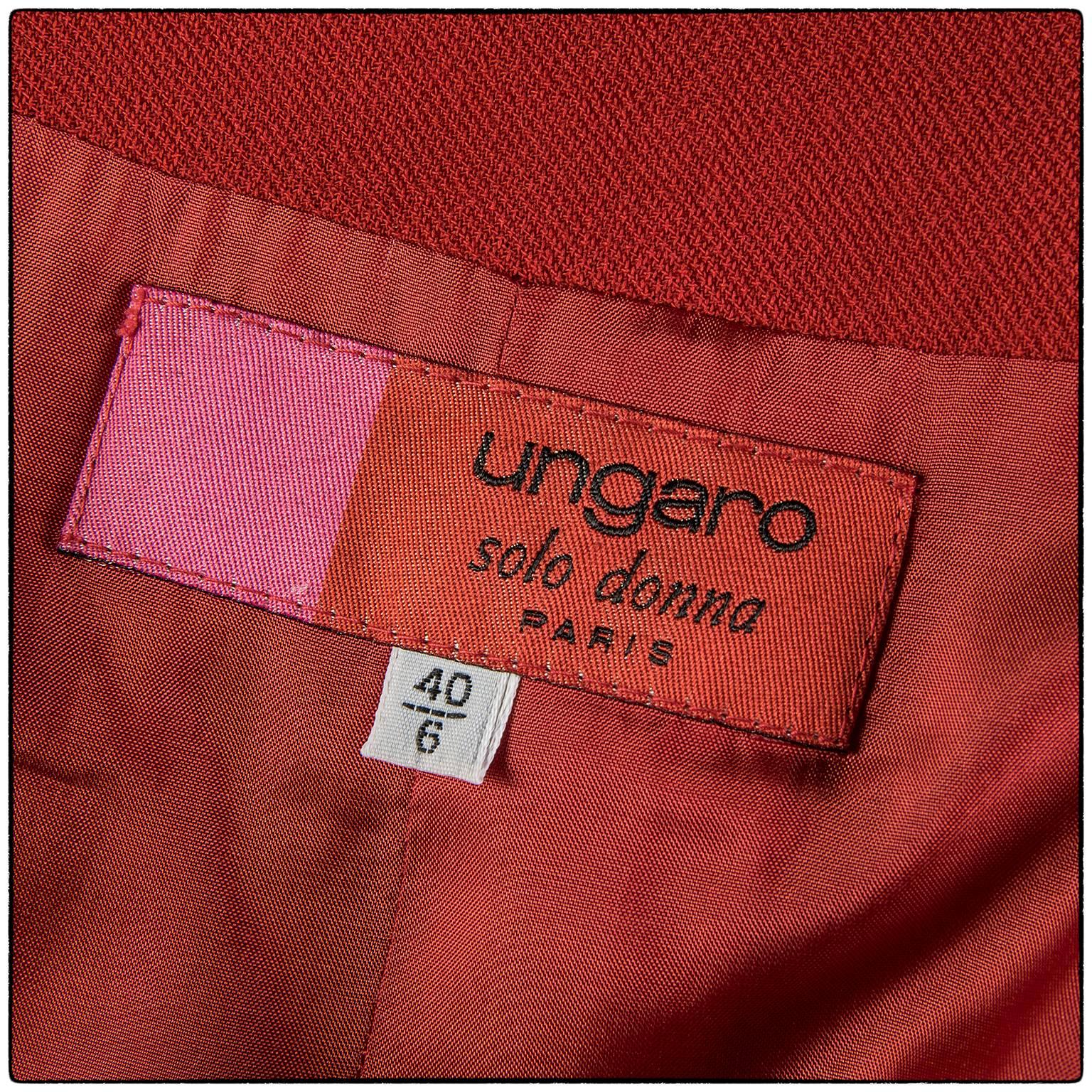 1980s Vintage Ungaro Solo Donna Paris Red Jacket For Sale 1