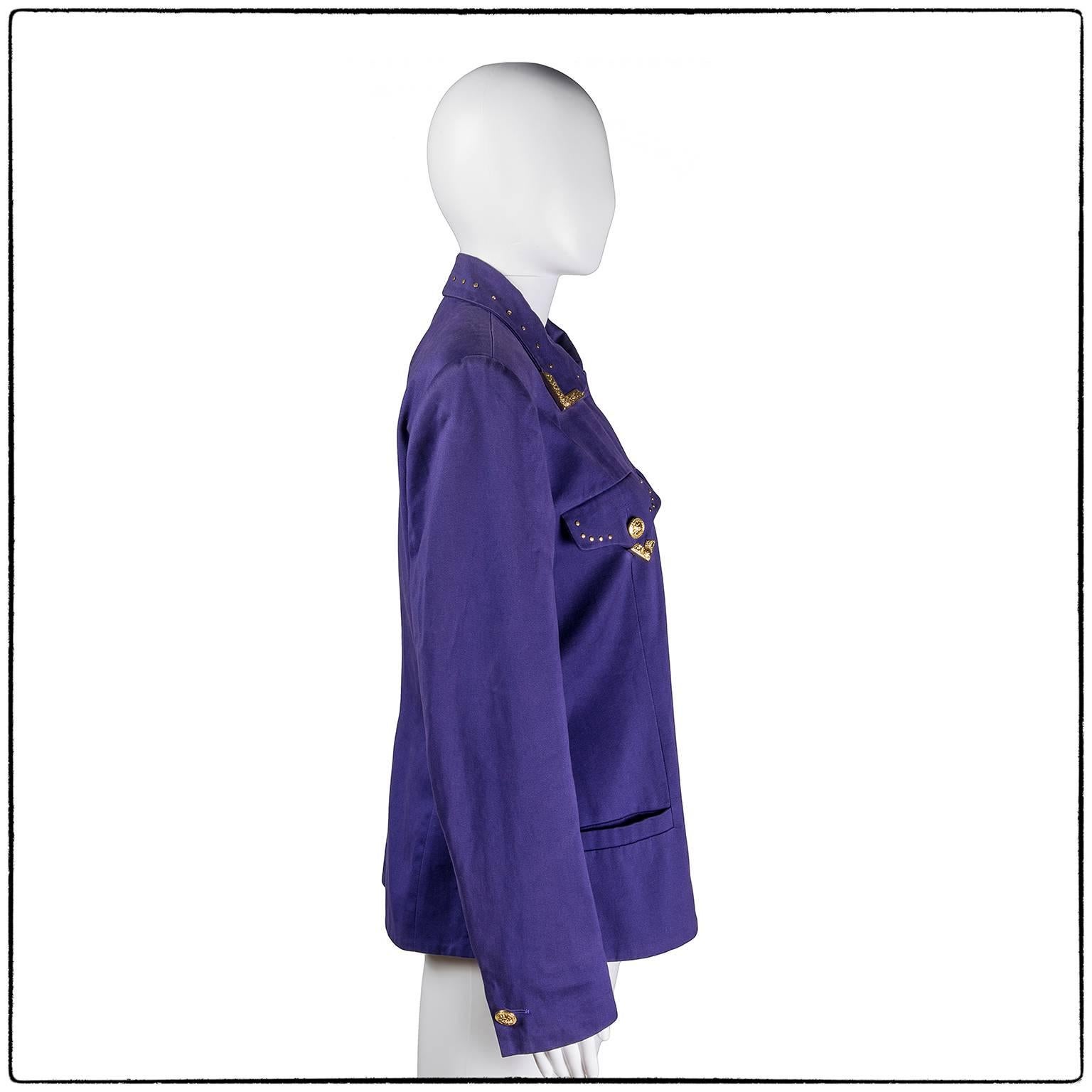 Purple 1990s Gianni Versace Jeans Couture Bondage purple Jacket For Sale