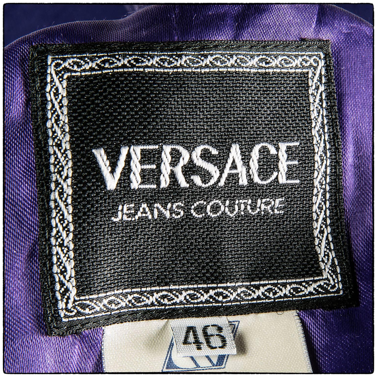Women's 1990s Gianni Versace Jeans Couture Bondage purple Jacket For Sale