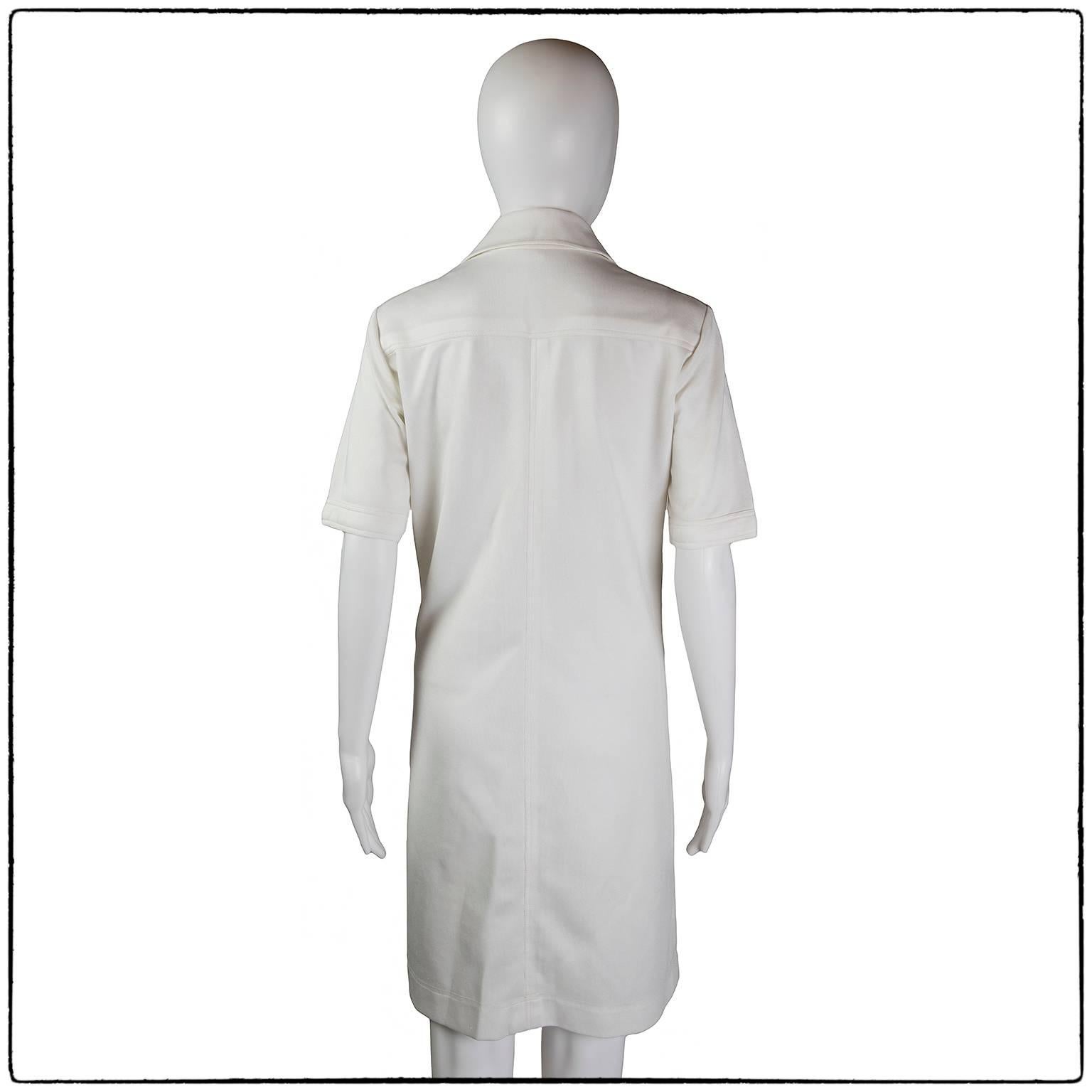 Gray 1980s Yves Saint Laurent white dress For Sale