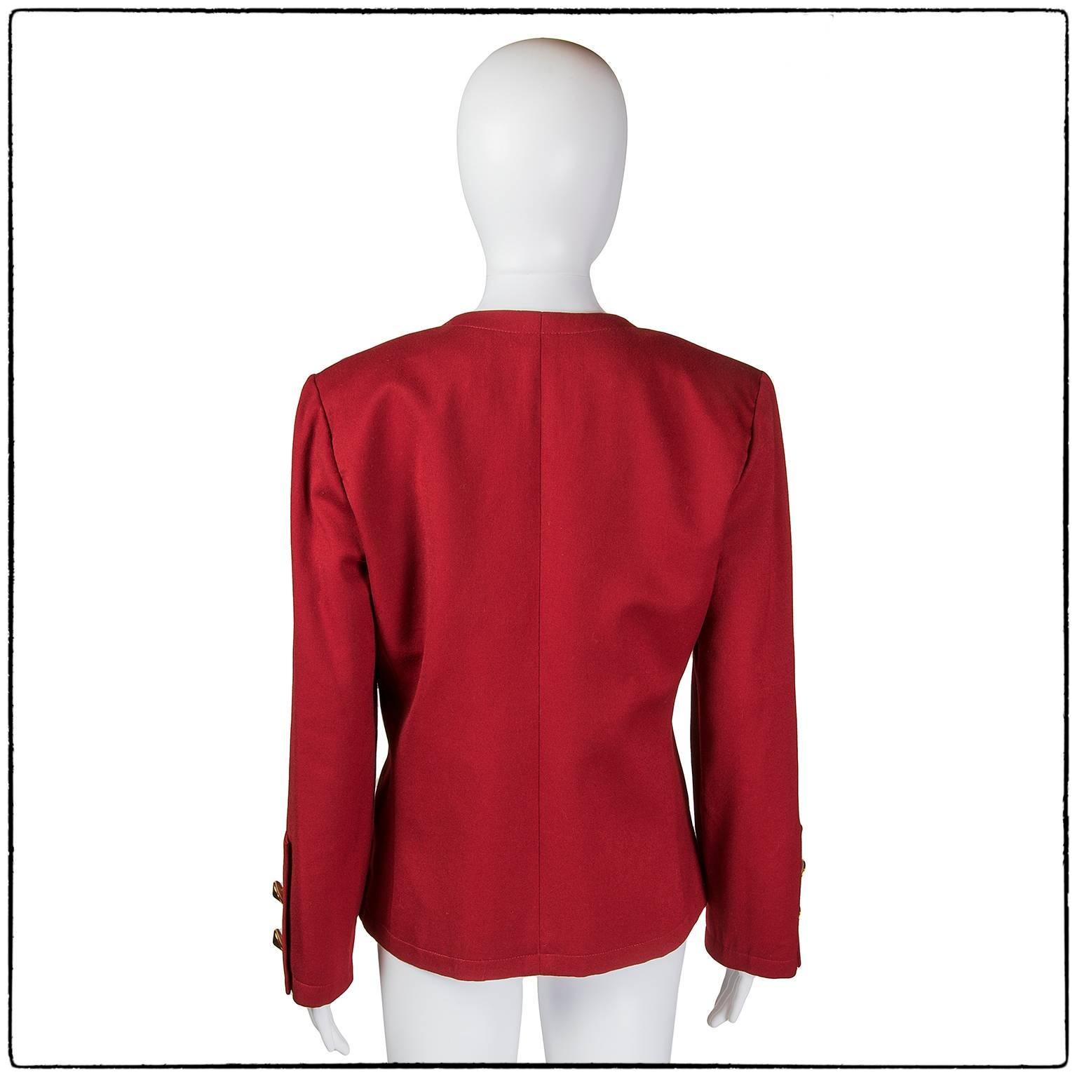 Red 1990s Yves Saint Laurent red wool jacket For Sale