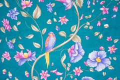 Balenciaga green and pink floral silk scarf, 2000s