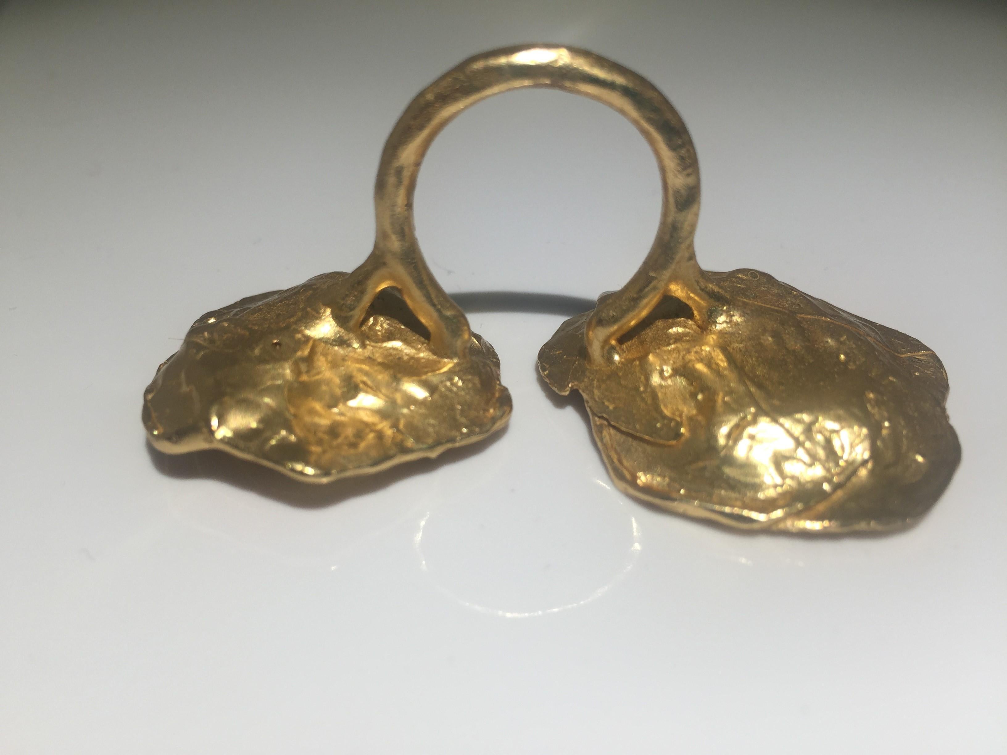 Women's Giulia Barela 24 karat Cameliae Ring, gold plated bronze For Sale