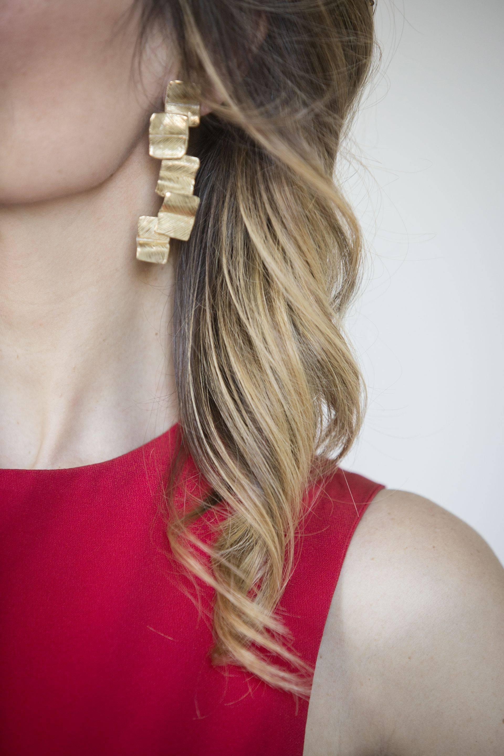 Contemporary Giulia Barela Wind large earrings, gold plated bronze