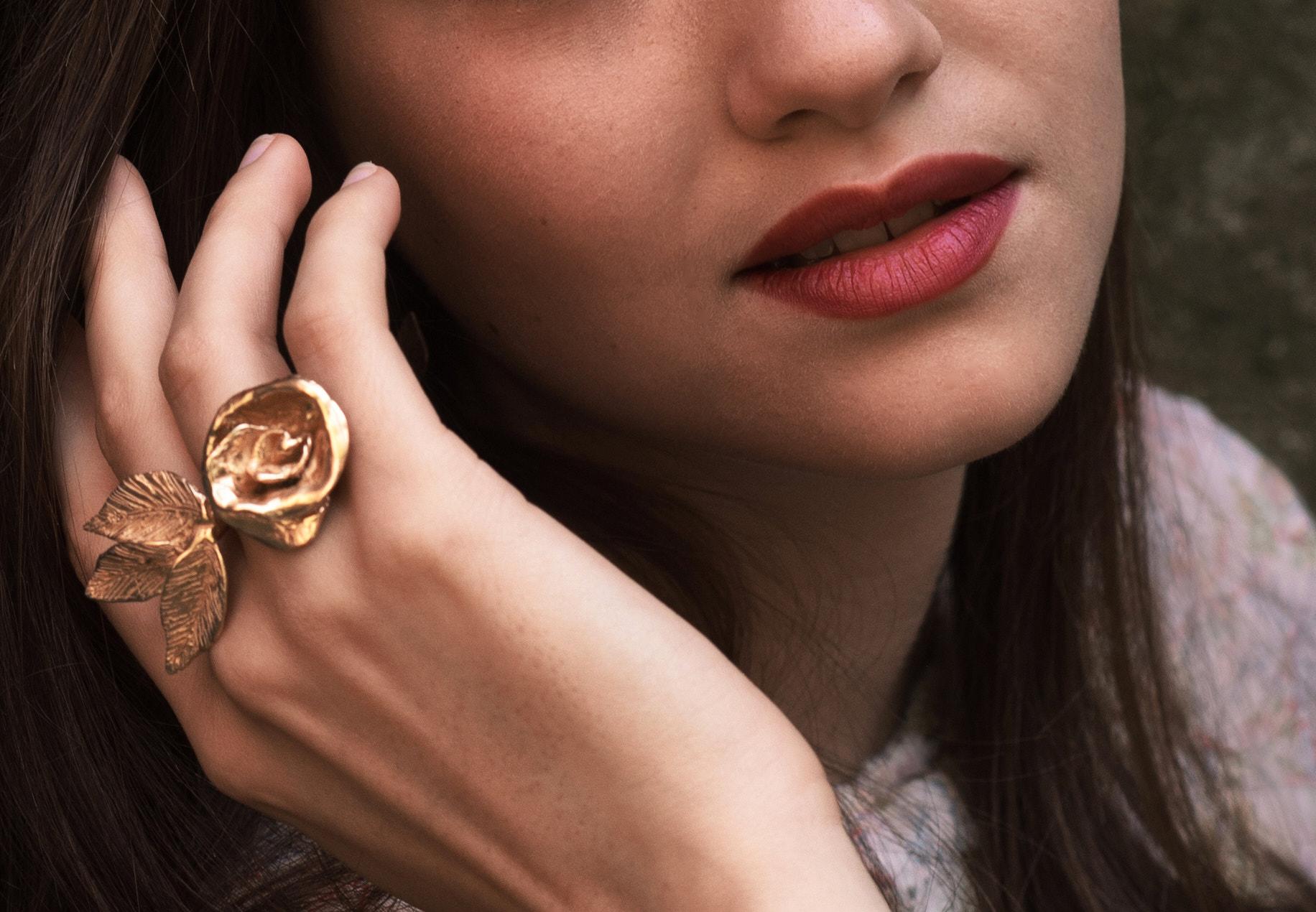 Contemporary Giulia Barela's Indian Rose Gold Plated Bronze Ring For Sale