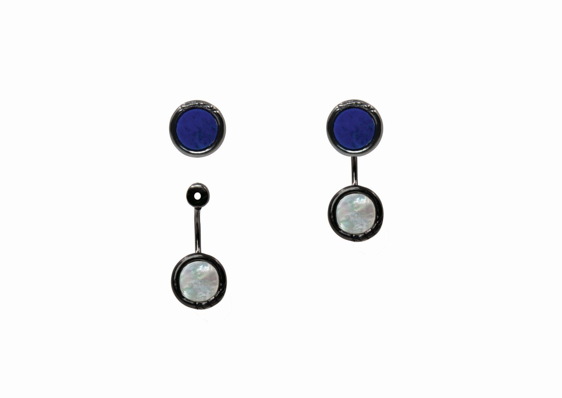 Women's Giulia Barela Ouroboro Stone Gold Plated Bronze Lapis single piercing earring For Sale