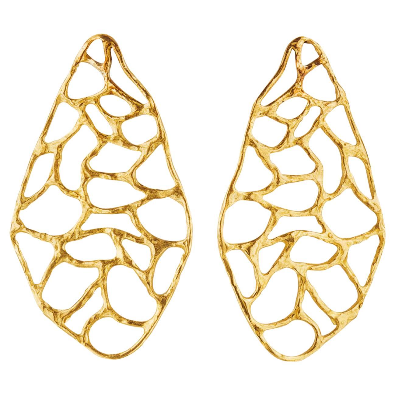 Giulia Barela 24 karat Gold Plated Bronze Africa Earrings For Sale