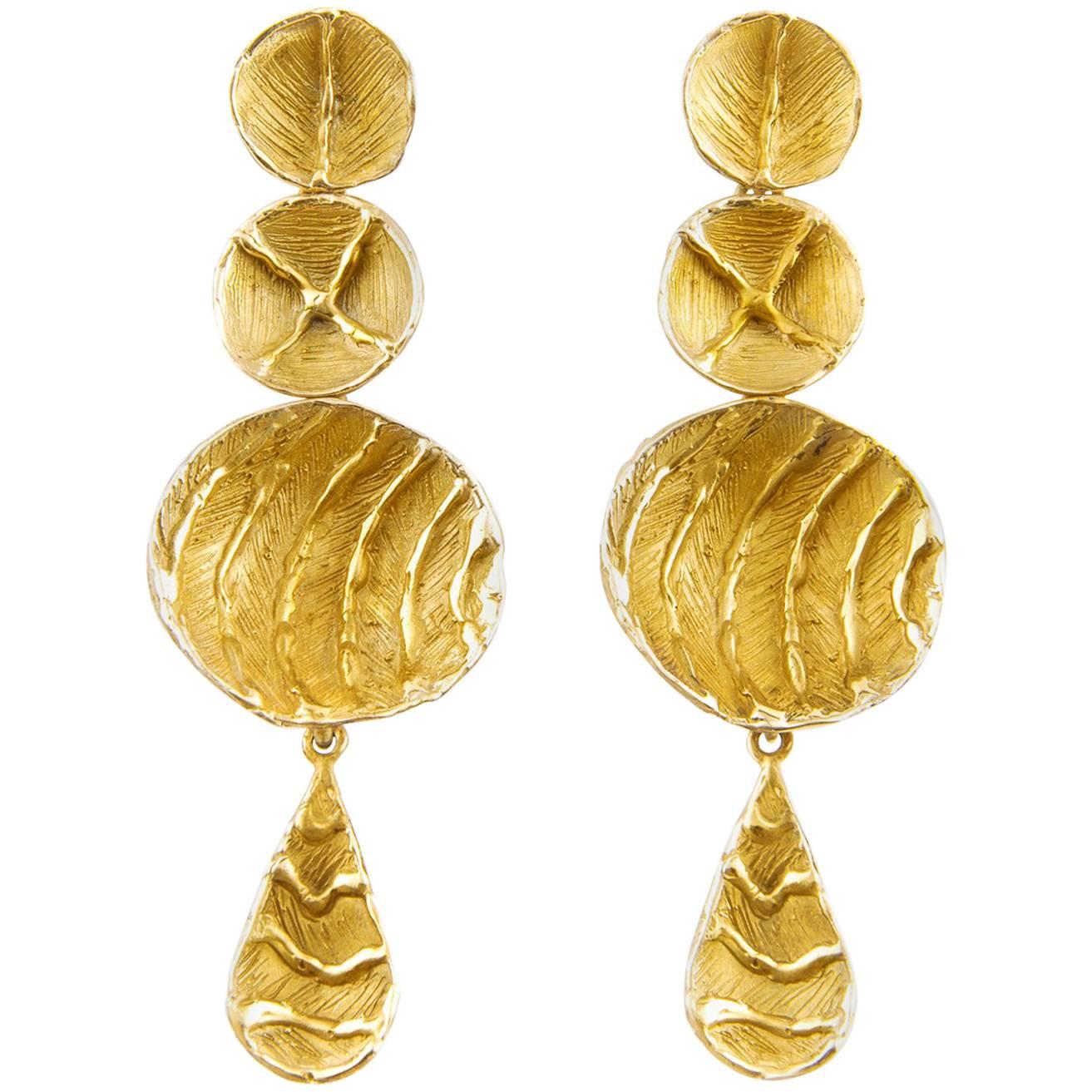 Giulia Barela 24 karat Gold plated bronze Bells earrings For Sale
