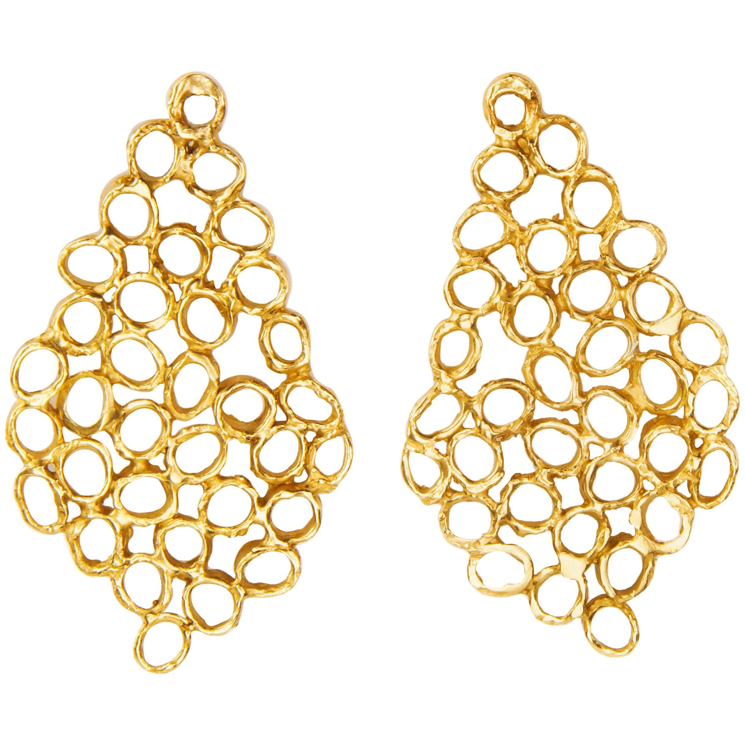 Giulia Barela 24 karat  gold plated bronze Air Chandelier Earrings For Sale