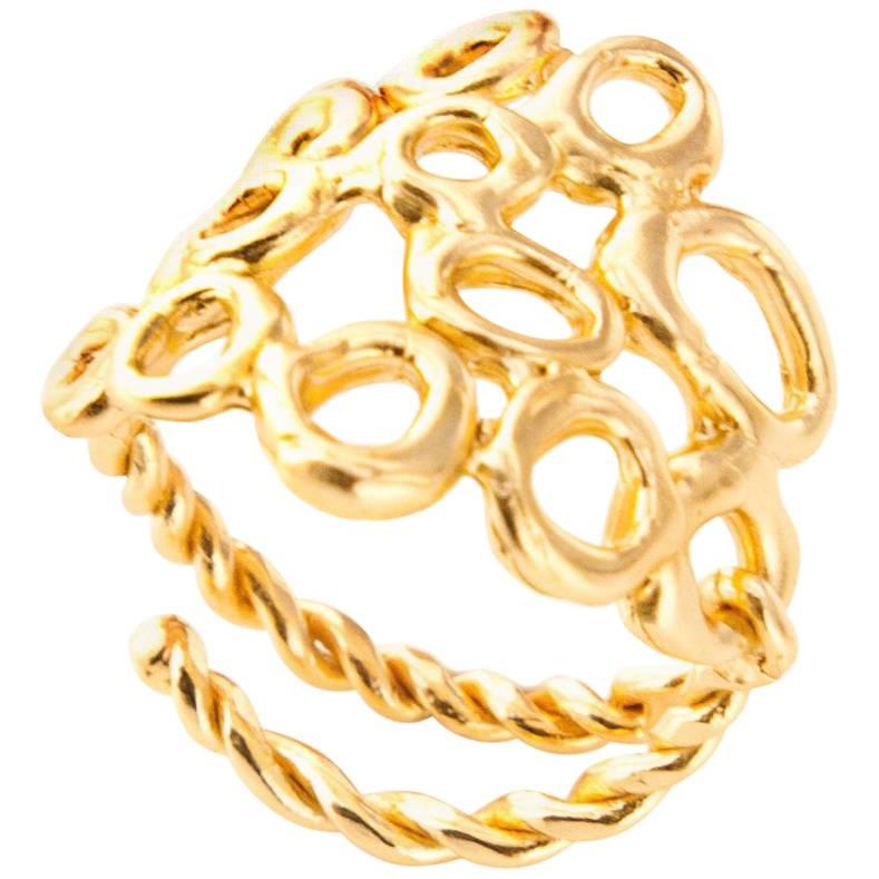 Giulia Barela 24 karat Gold Plated Bronze Cloud Ring For Sale