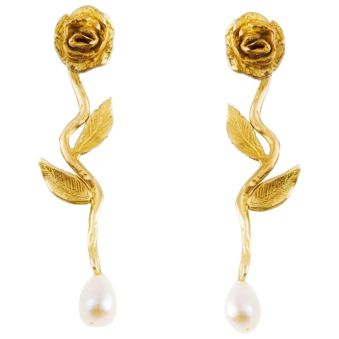 Giulia Barela 24 karat Gold Plated Bronze SEEDS Earrings For Sale