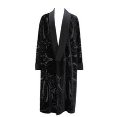 Neu ETRO Runway Herren Robe Kimono Mantel Schwarz Samt Satin Revers It.50 - US 40