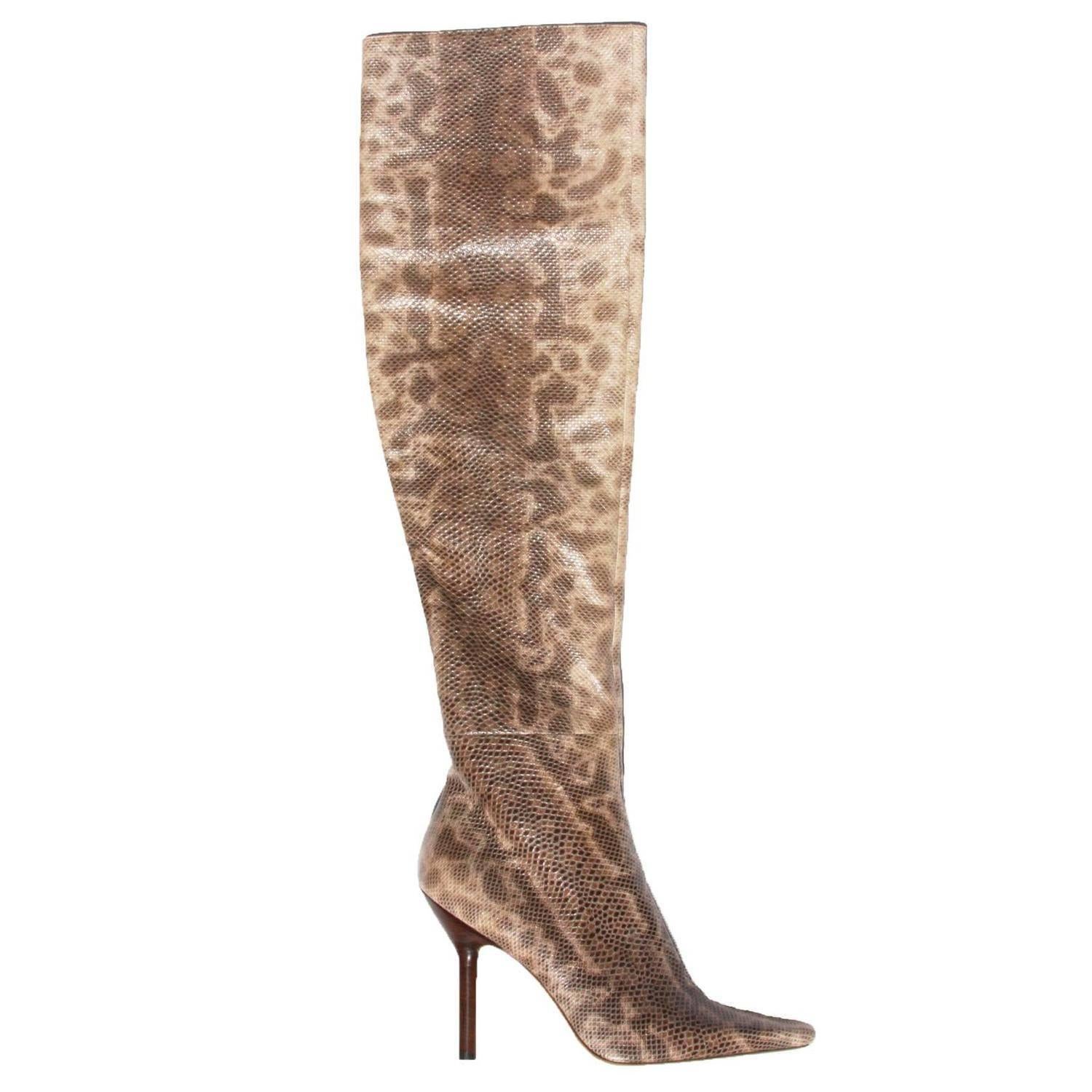 New Tom Ford for Gucci 1999 Collection Water Snake Over Knee Boots sizes  10 B