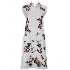New ETRO Runway Exquisitely Hand Beaded & Embroidered White Dress w/Belt 40 6/8 2