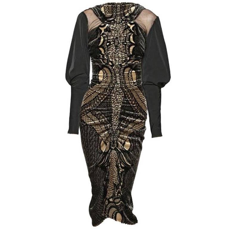 Nuovo ETRO Runway SILK TAFFETA and VELVET Cocktail Dress It. 38 - US 2 in vendita