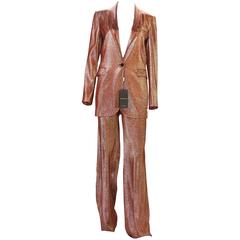 New $3950 Runway GUCCI Suit Iridescent Rust Liquid Lame Jacket & Pants size 38 10