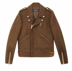 NEW Gucci Men's Wool Biker Jacket in Maple Brown It. 54 - US 44