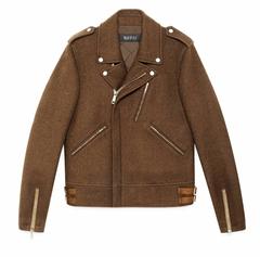 NEW Gucci Men's Wool Biker Jacket in Maple Brown It. 54 - US 44 3