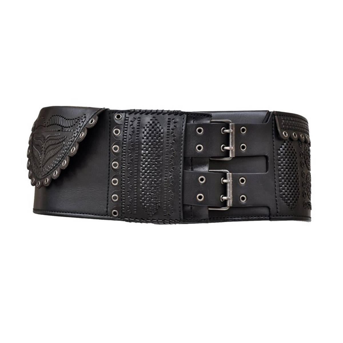 Tom Ford for Yves Saint Laurent F/W 2001 Wide Leather Belt with Secret Pocket  For Sale
