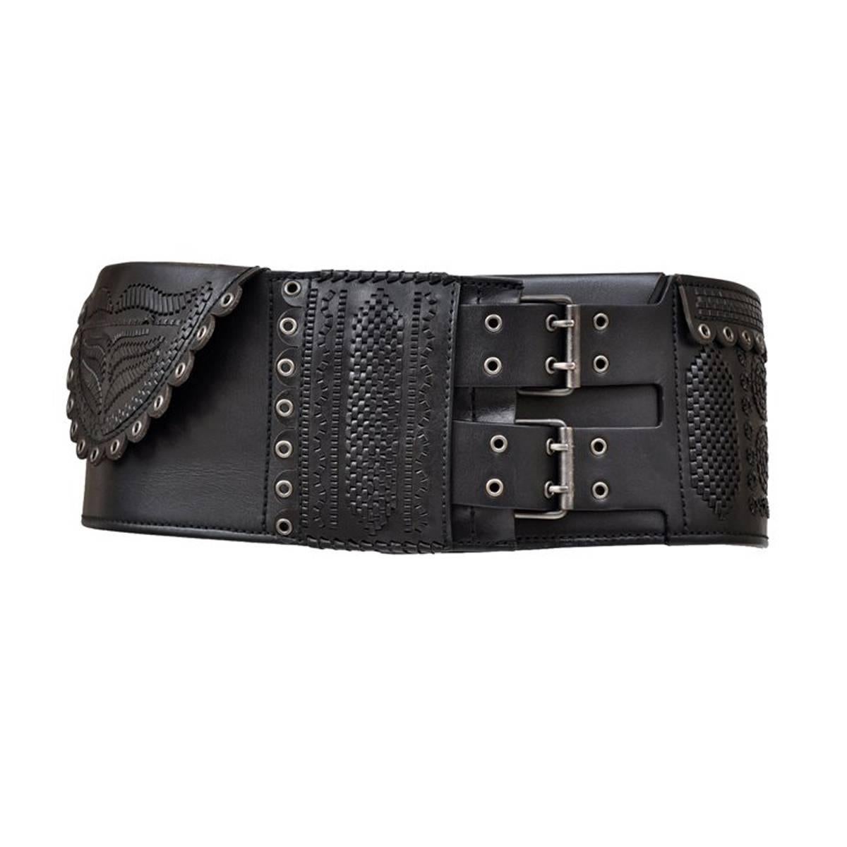 Tom Ford for Yves Saint Laurent F/W 2001 Wide Leather Belt with Secret Pocket For Sale