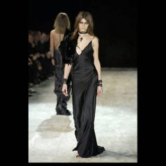 Tom Ford for Gucci F/W 2002 Collection Black Silk Lace-Up Dress Gown It 38