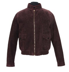 New Gucci Men's Goat Suede Brown / Plum Bomber Jacket It 58 - US 48