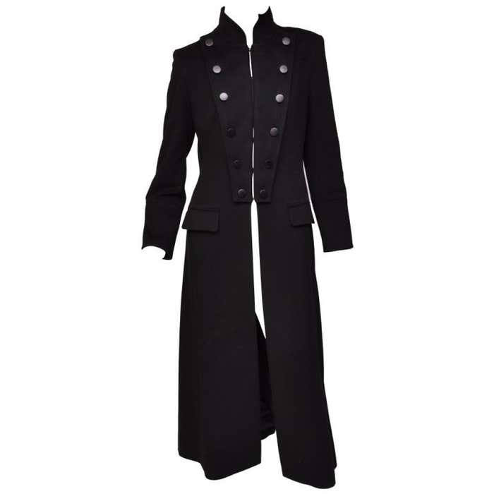Tom Ford for Yves Saint Laurent FW 2001 Black Wool Long Military Style ...