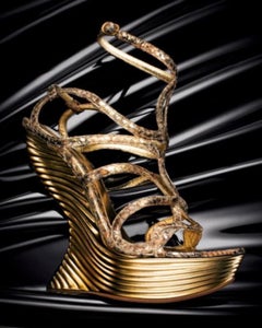 New Alexander McQueen Gold Oyster Shell Wedge Sandals Shoes 36 - 6