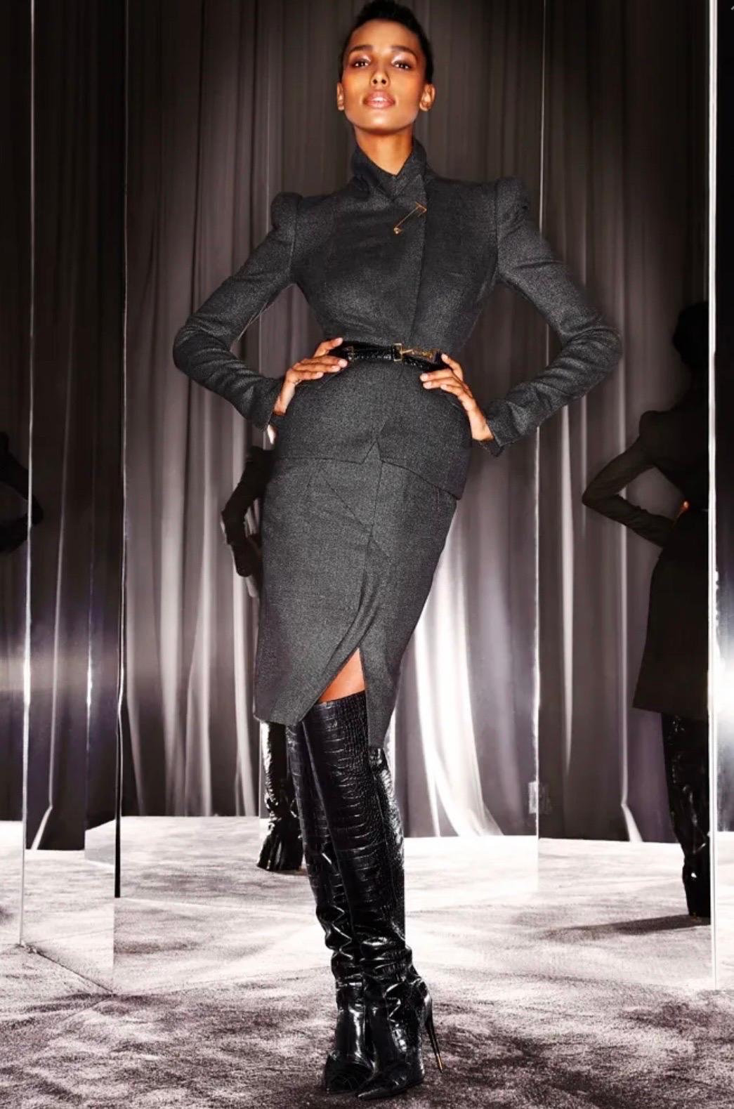 NWT Tom Ford Black Anaconda Over the Knee Boots Size 38 For Sale 4