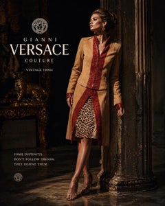 90-s Vintage Gianni Versace suede skirt suit with corals NWT!