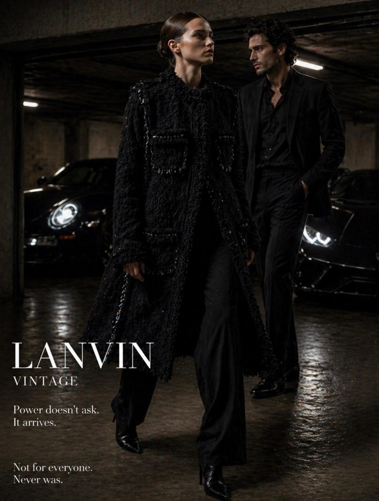 F/W 2010 Vintage Lanvin black embellished boucle tweed coat 40 - 8