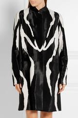 New Runway Tom Ford Zebra Print Fur Calf Hair Black White Coat 38 - 4/6