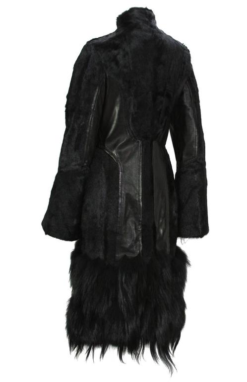 RARE TOM FORD for GUCCI F/W 2004 FOX GOAT LEATHER BLACK COAT at 1stDibs