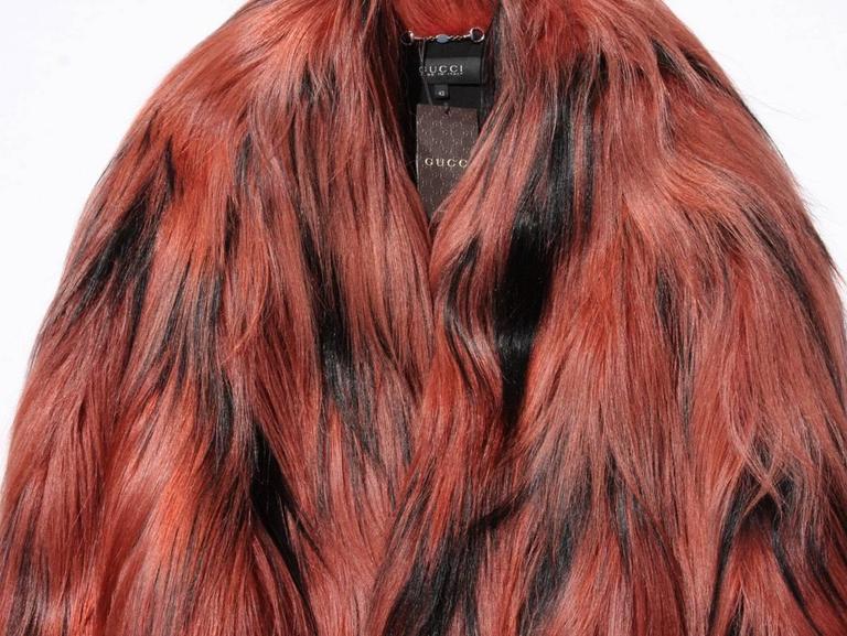 Famous GUCCI Diamond Long Hair Fur Coat Jacket Handwoven 42 For at | long hair coat, diamond wig, goat hair coat