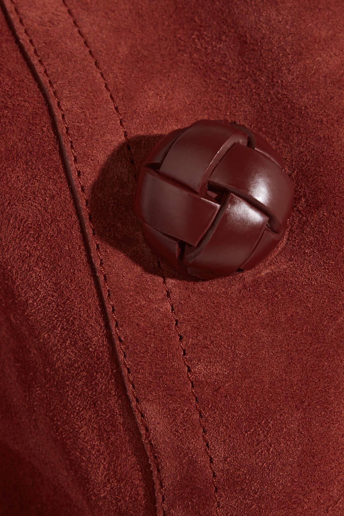 New Gucci Brick Red Suede Belted Leather Buttons Women's Trench Coat 1
