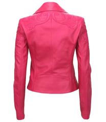New $6, 495 Versace Hot Pink Quilted Leather Medusa Moto Jacket Italian 38