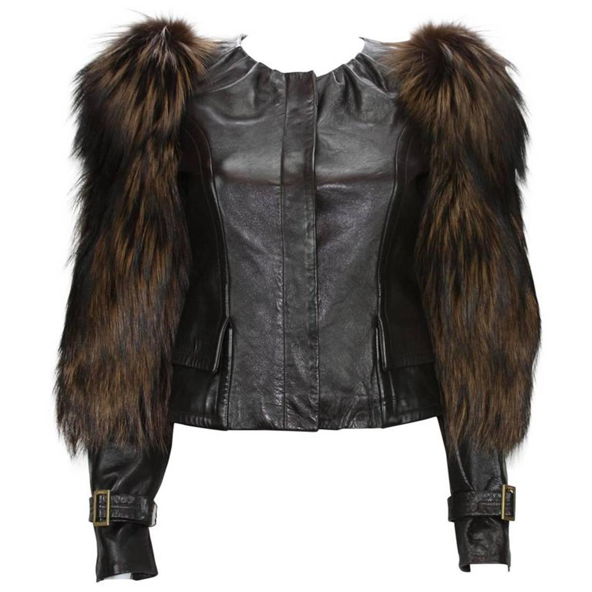 Tom Ford for Gucci F/W 2003 Runway Collection Fur Leather Brown Jacket ...