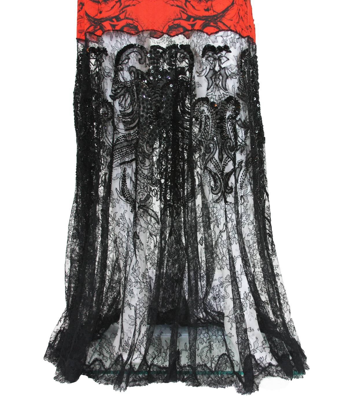 New Roberto Cavalli Lace Fully Beaded Stretch Long Dress Gown IT. 42 4