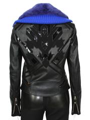 NWT Versace $8795 Black Leather Moto Jacket with Removable Double Mink Collar 40