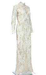Iconic 1989 Bob Mackie White Embroidered Beaded Grapevine Design Gown
