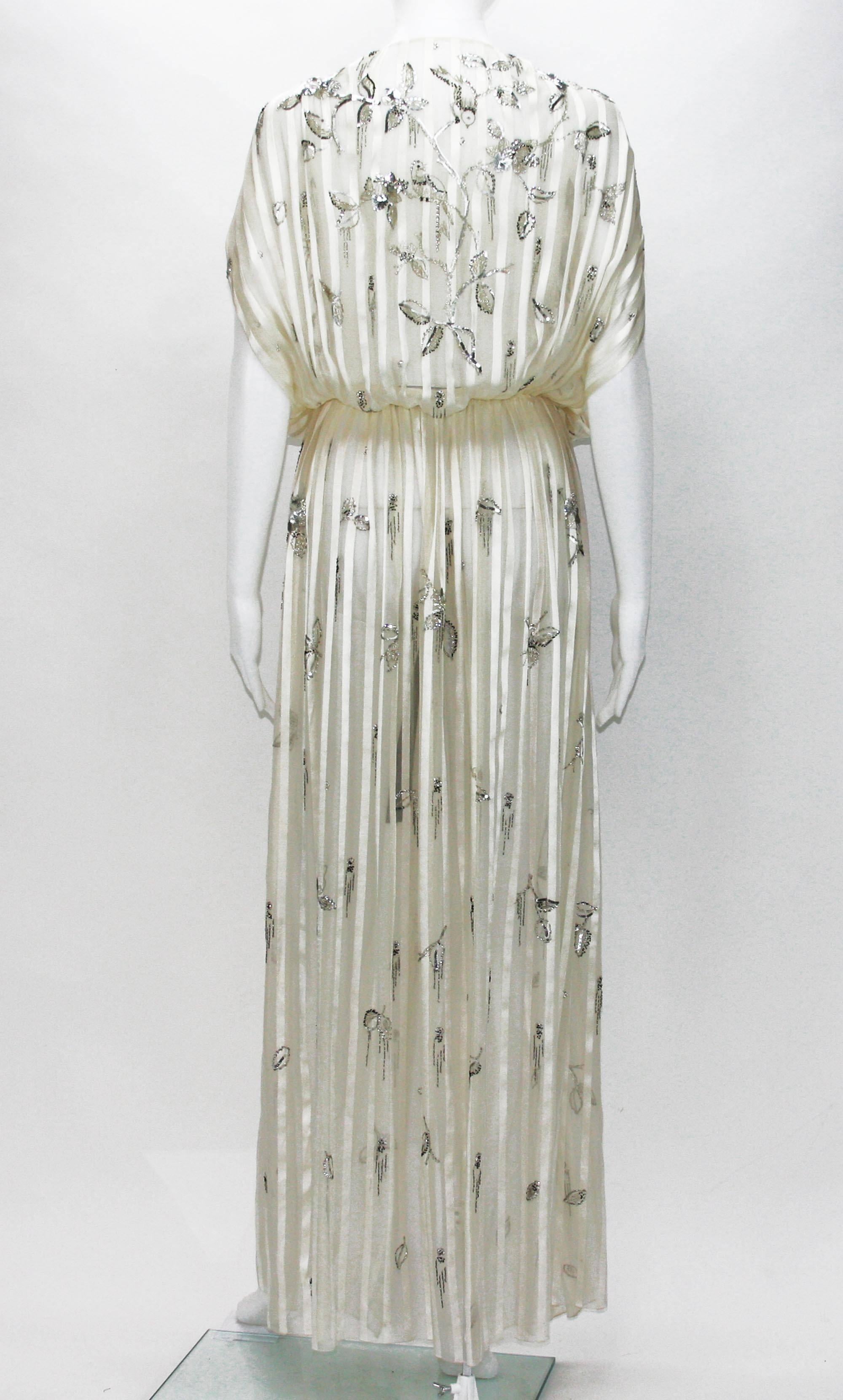 Gray Christian Dior Printemps-Ete 1979 Numbered Beaded Embroidered Dress Duster