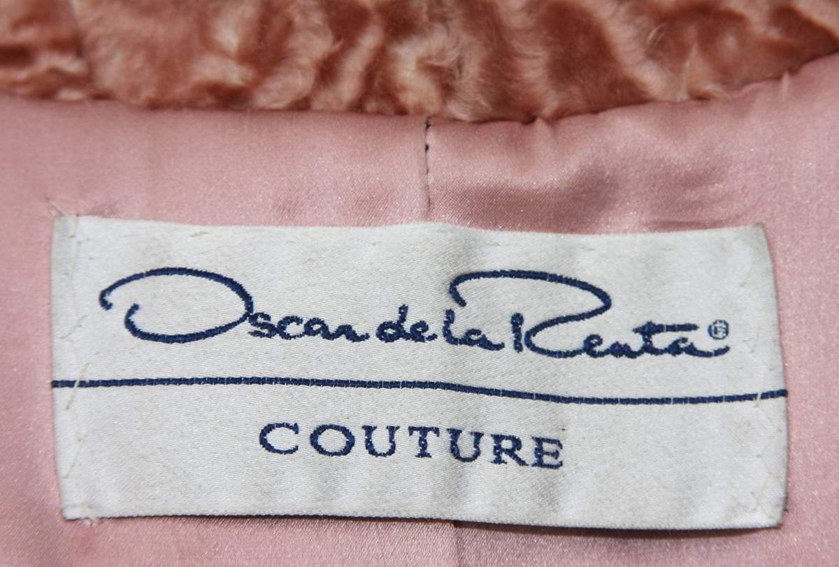 Oscar de la Renta Couture Beaded Embroidered Peach Color Broadtail Swakara Coat 2