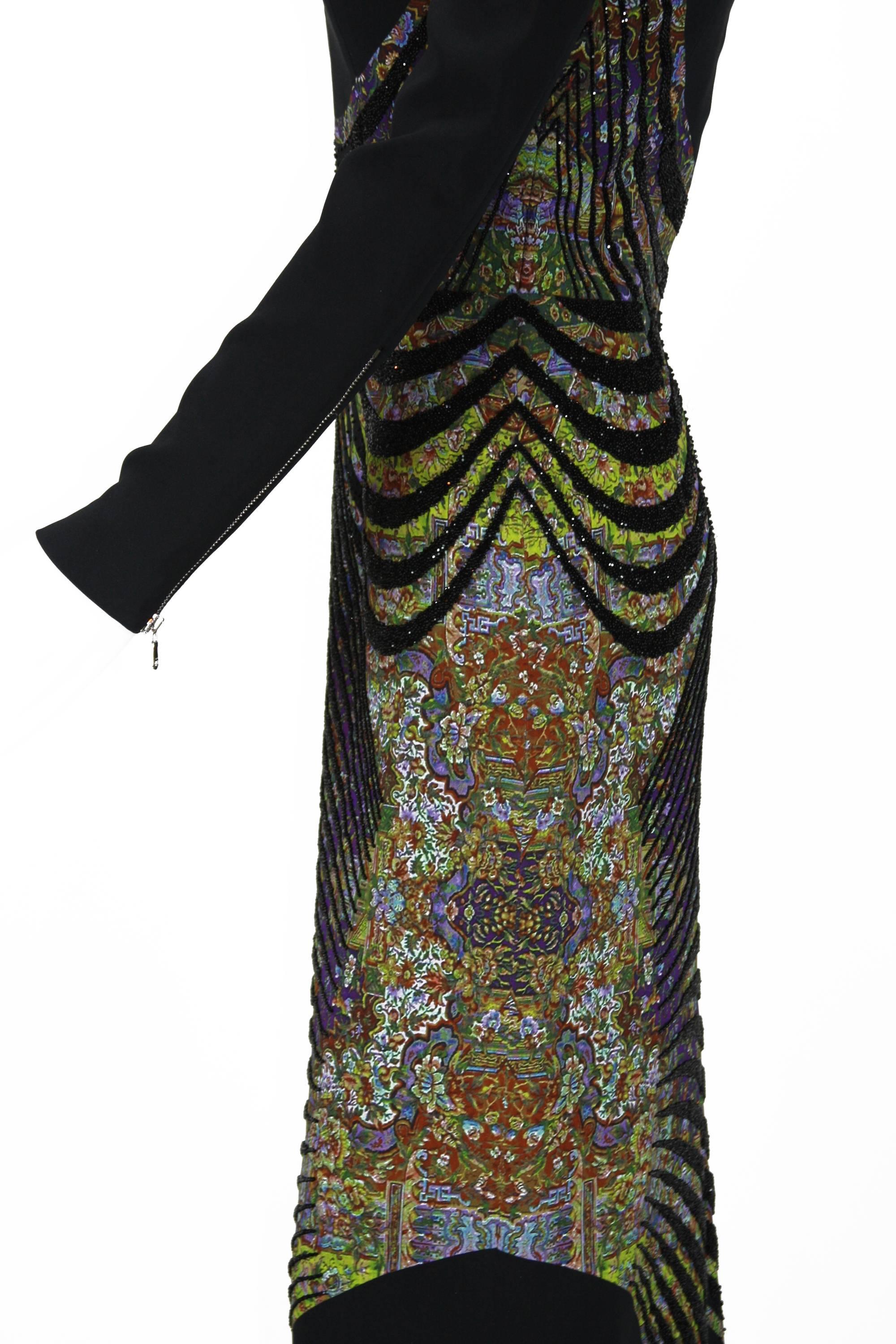 New ETRO Campaign Black Micro Beaded Dress Gown It. 40  1