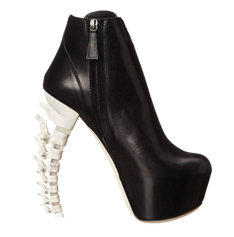 New Dsquared2 Limited Edition Icon Spine Heel Black Leather Ankle Boots 36  - 6 at 1stDibs | dsquared2 spine heels